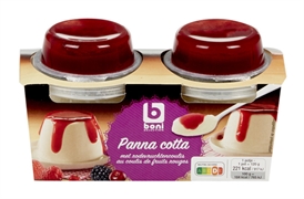 BONI SELECTION (COLRUYT) PANNA COTTA MET COULIS VAN RODE VRUCHTEN